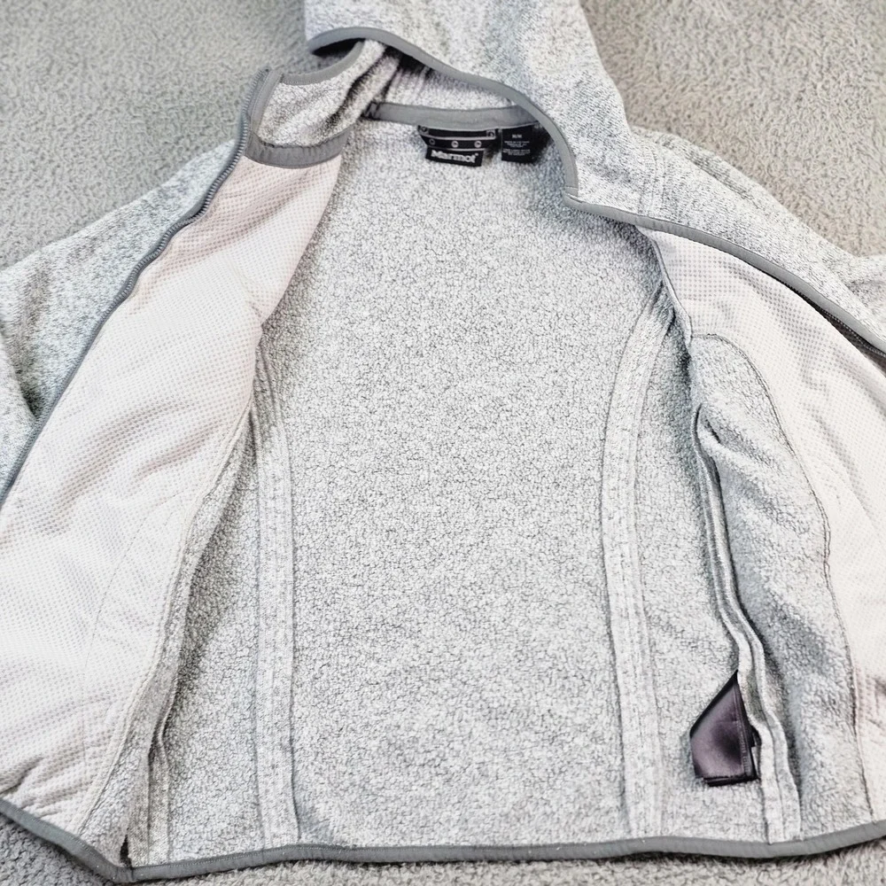 Marmot Jacket Womens Medium Gray Hooded Fleece Full‎ Zip Pockets G97600